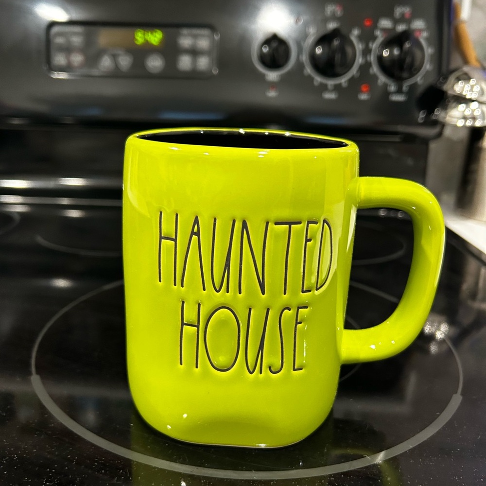 Rae Dunn Lime Green "Haunted House" Ceramic Mug